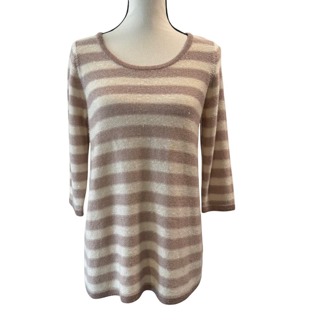 Neiman Marcus Women’s Striped Cashmere Blend Sweater Size M